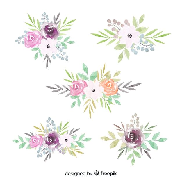 Watercolor floral bouquet collection