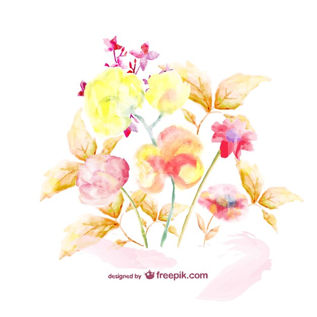 Watercolor floral bouquet template 