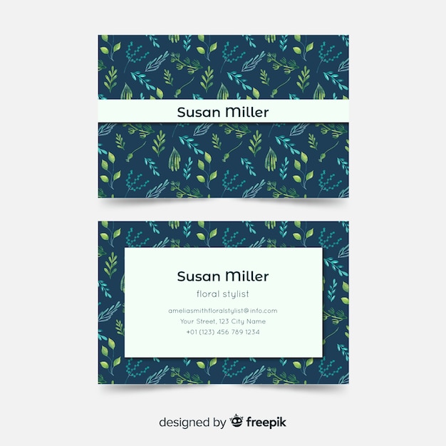 Free vector watercolor floral business card template