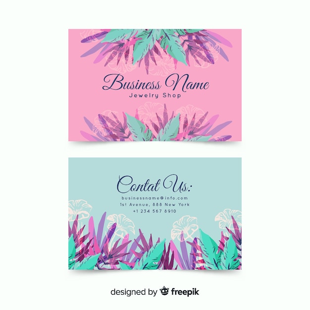 Watercolor floral business card template