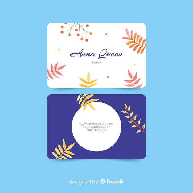 Free vector watercolor floral business card template