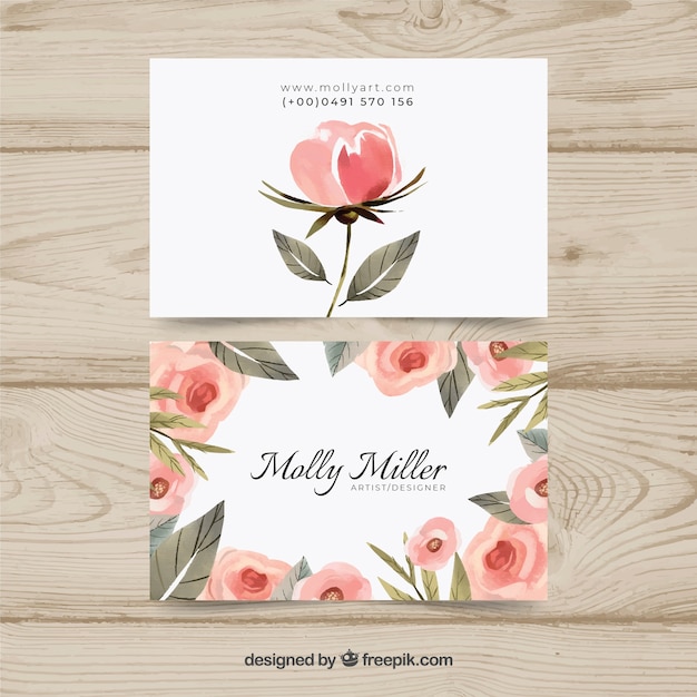 Free vector watercolor floral business card template