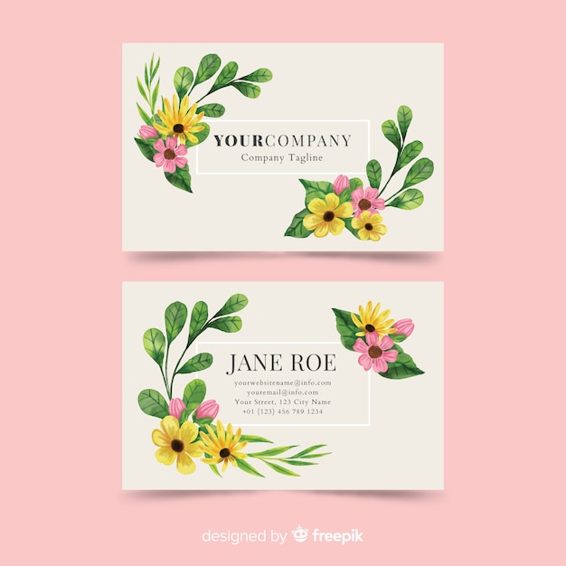 Free vector watercolor floral business card template