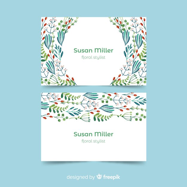 Watercolor floral business card template