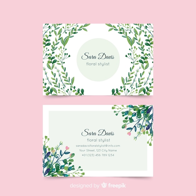 Free vector watercolor floral business card template