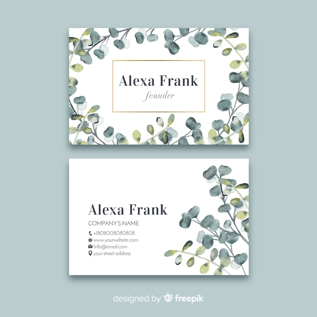 Free vector watercolor floral business card template