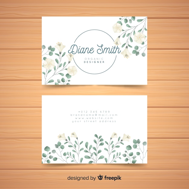 Free vector watercolor floral business card template