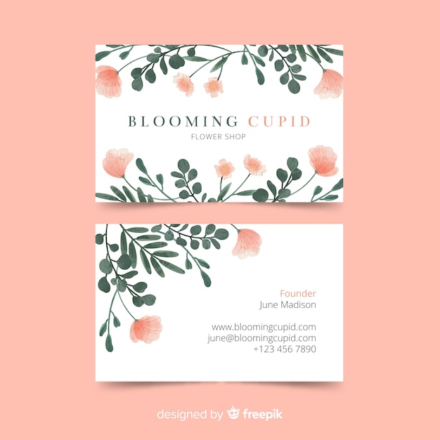 Free vector watercolor floral business card template