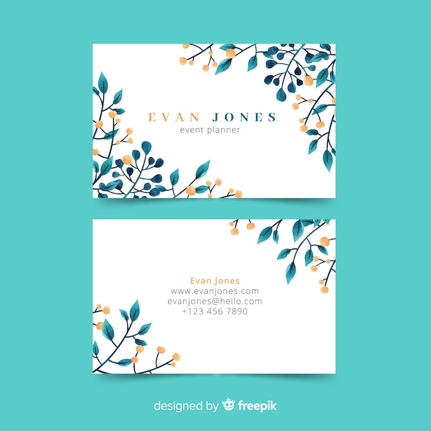 Free vector watercolor floral business card template