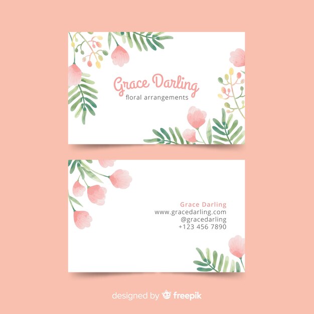 Watercolor floral business card template