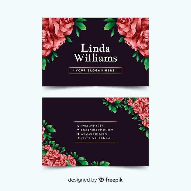 Free vector watercolor floral business card template