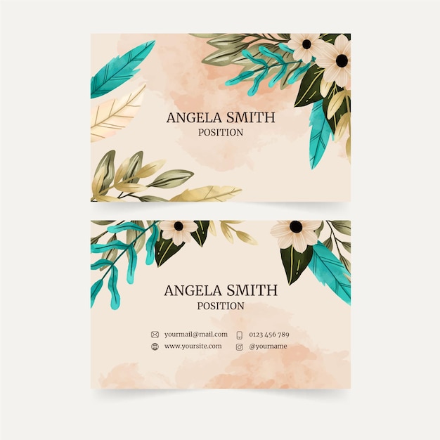 Free vector watercolor floral business card