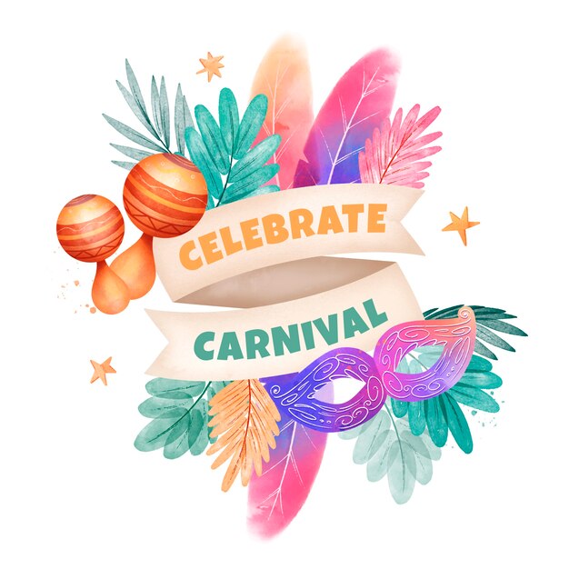 Free vector watercolor floral carnival illustration