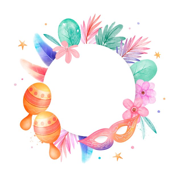 Free vector watercolor floral carnival photo frame template