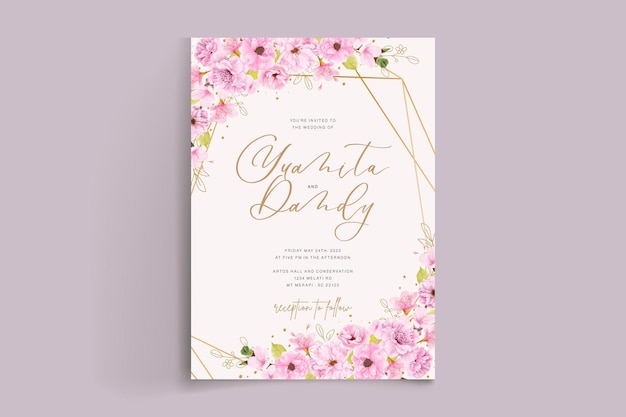 Watercolor floral cherry blossom frame design