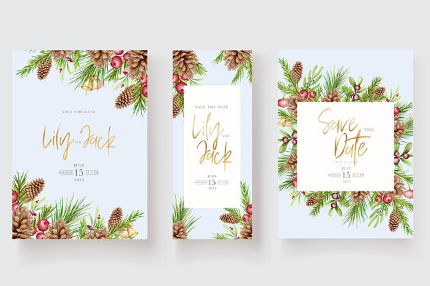 watercolor floral christmas invitation card