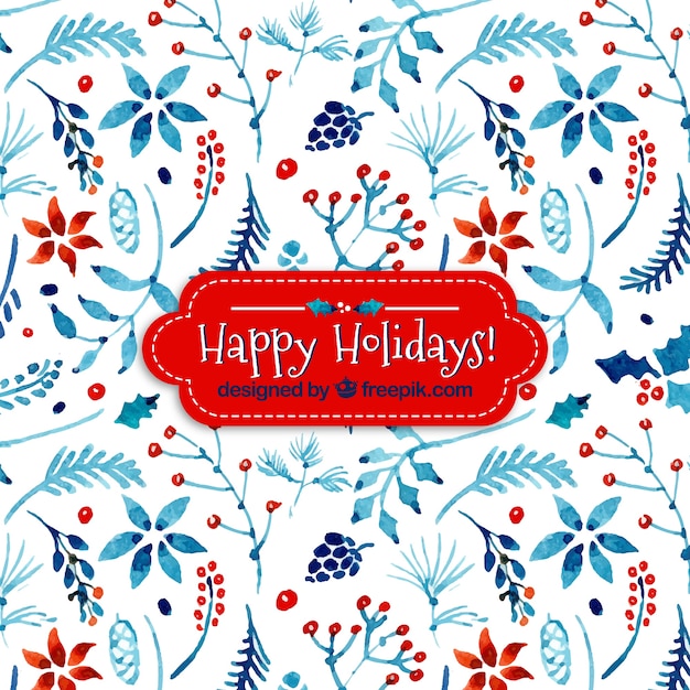 Free vector watercolor floral christmas pattern