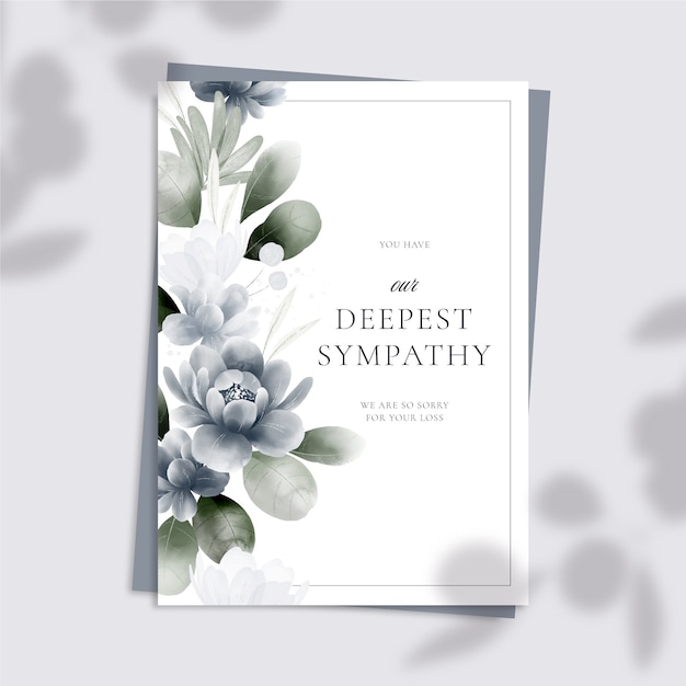 Free vector watercolor floral condolence card template