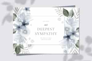 Free vector watercolor floral condolence card template