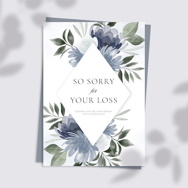 Free vector watercolor floral condolence card template