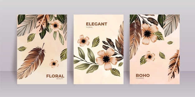 Free vector watercolor floral covers pack