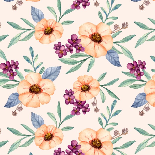 Watercolor floral decorations wallpaper