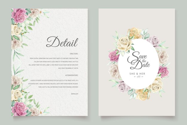 Watercolor floral element wedding card set