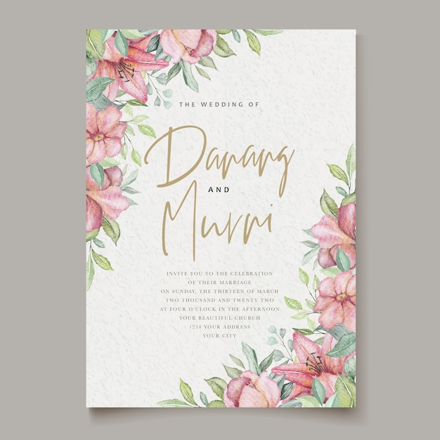 Watercolor floral element wedding card set