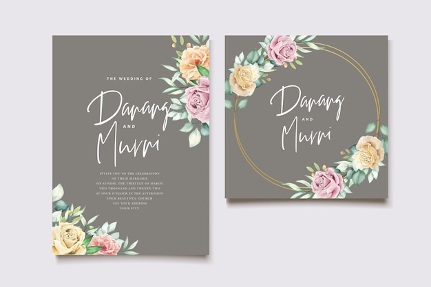 акварельный цветочный элемент свадебный набор карт