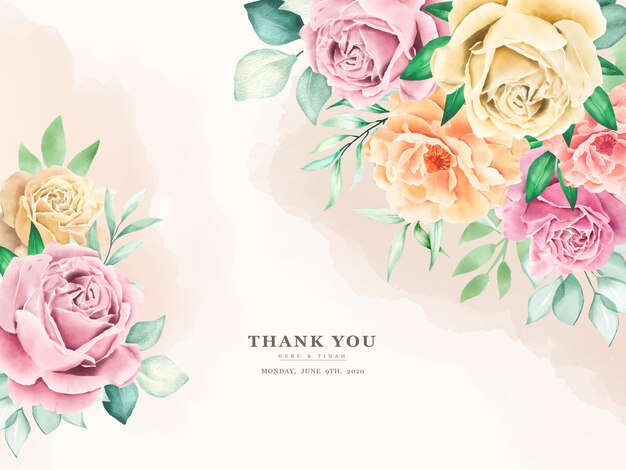 watercolor floral element wedding card set