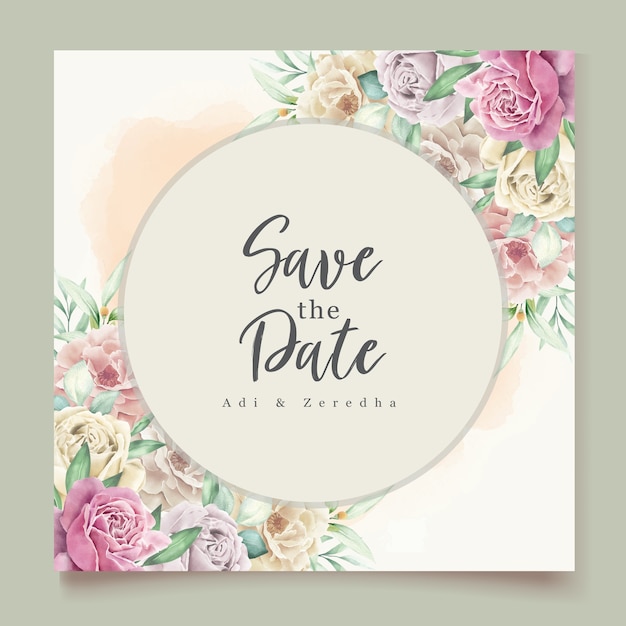 watercolor floral element wedding card set