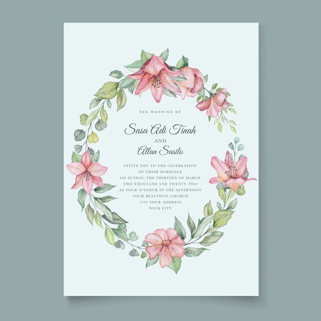 Watercolor floral element wedding card set