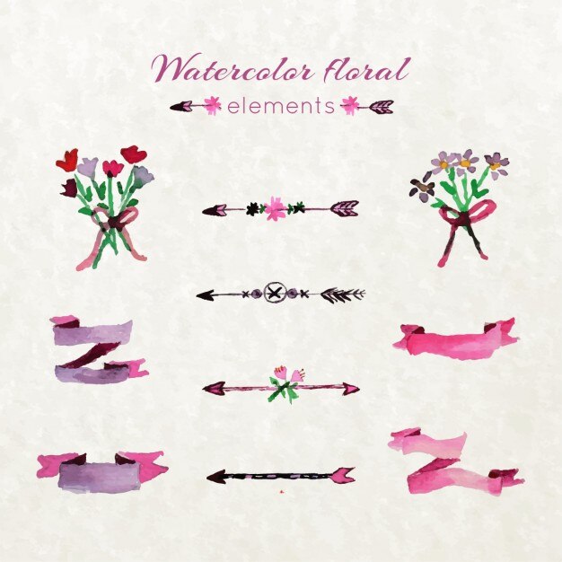 watercolor floral elements