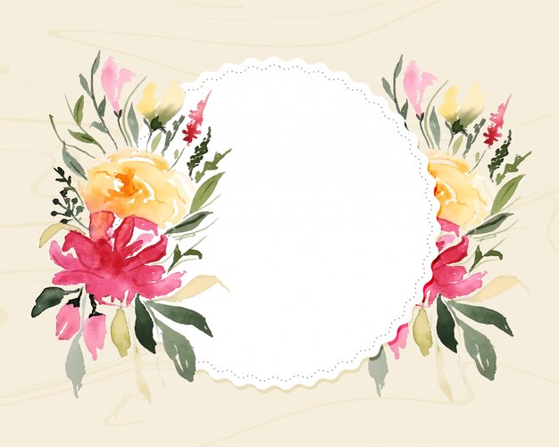 Акварельный цветочный цветок на белой рамке с пространством для текста