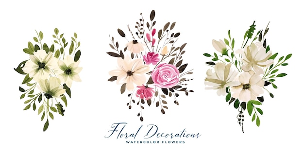 Free vector watercolor floral flowers bouquets set