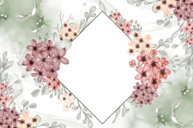 Watercolor floral frame background of flower small with white space