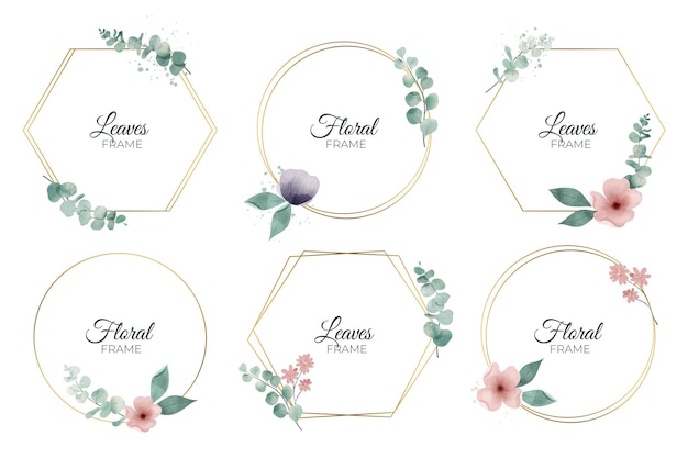 Watercolor floral frame collection