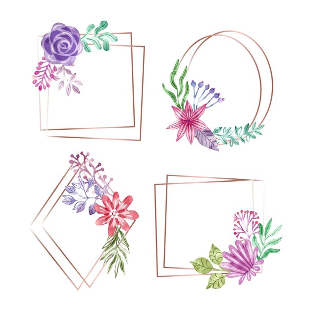 Watercolor floral frame collection