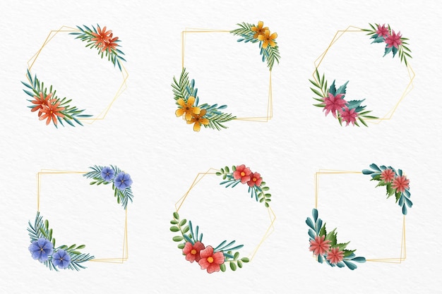 Free vector watercolor floral frame collection