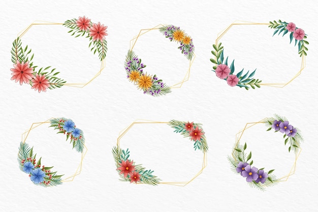 Watercolor floral frame collection