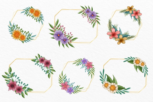 Free vector watercolor floral frame collection