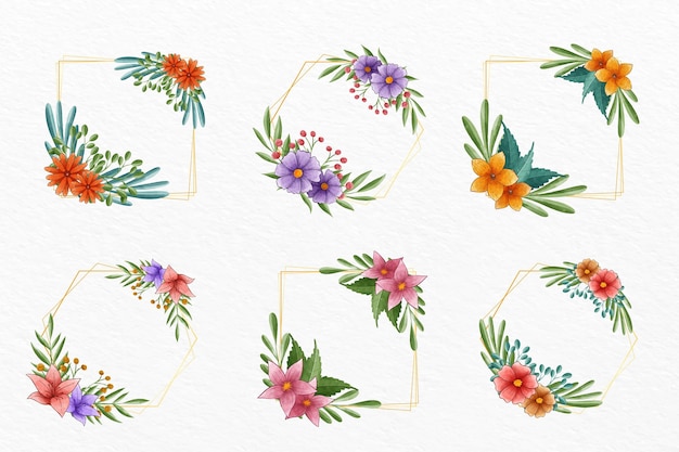 Free vector watercolor floral frame collection