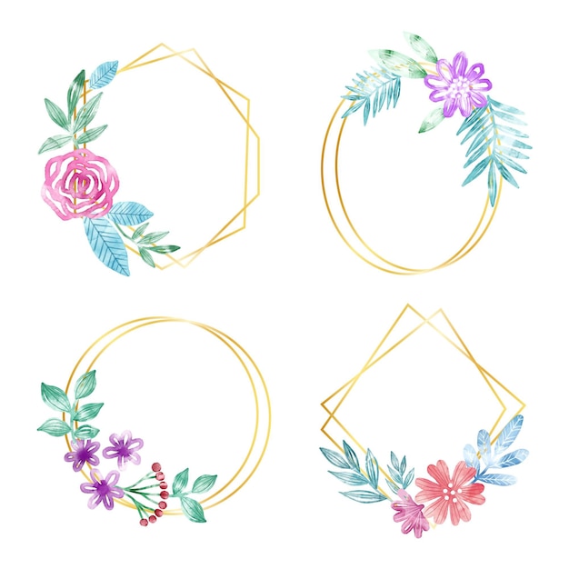 Watercolor floral frame collection