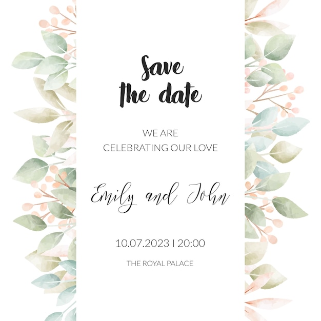 Free vector watercolor floral frame invitation card