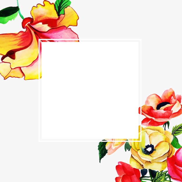 Watercolor Floral Frame Multi-Purpose Background for celebrations