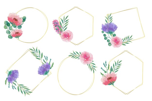 Watercolor floral frame pack
