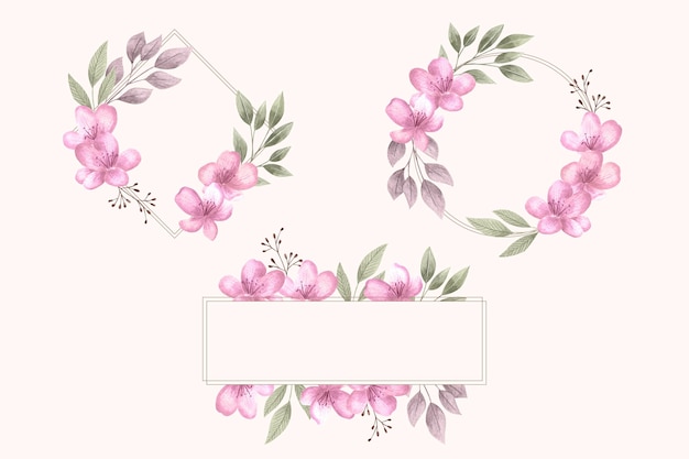 Watercolor floral frame pack