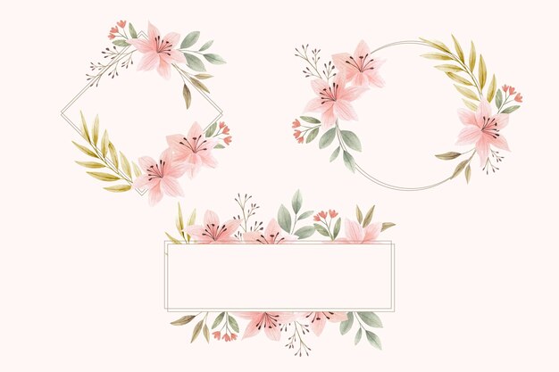 Watercolor floral frame pack