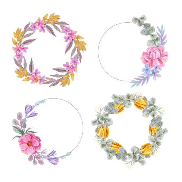 Watercolor floral frame pack