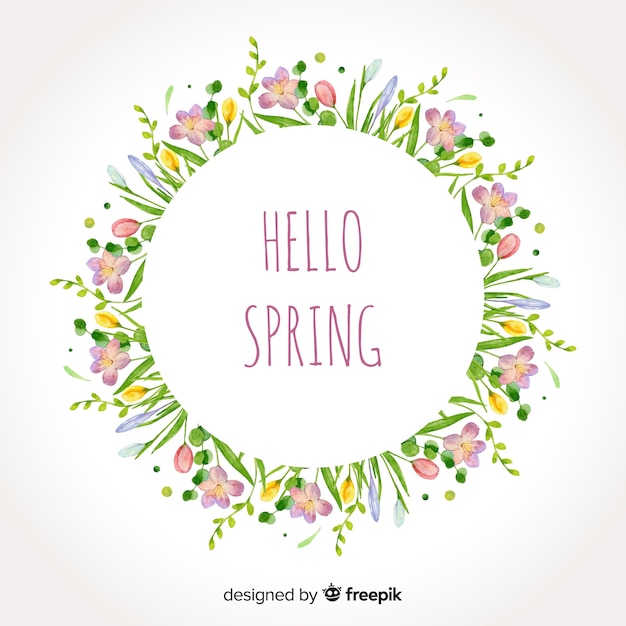 Free vector watercolor floral frame spring background